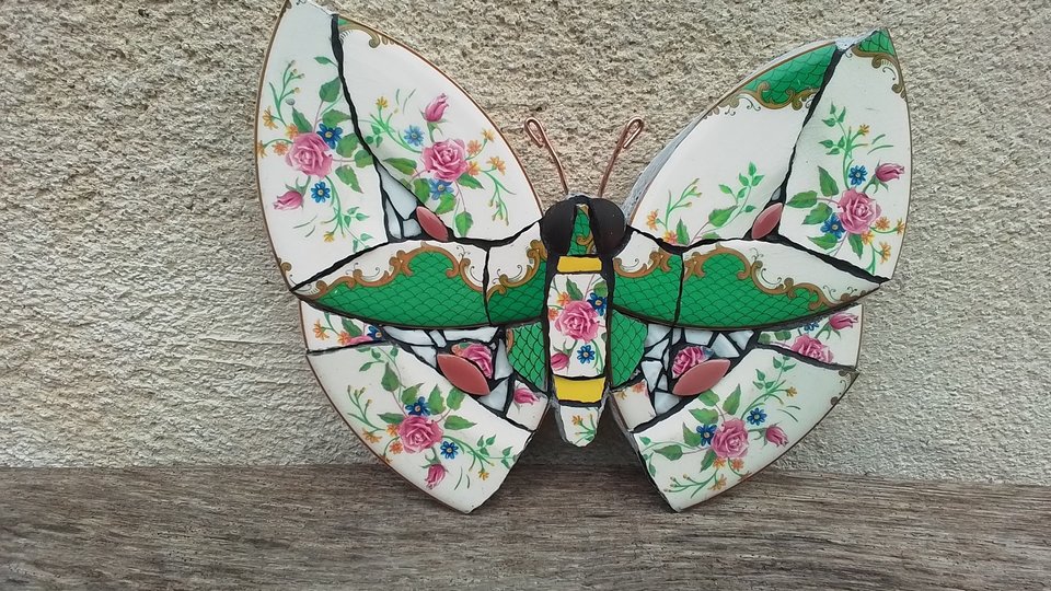 Green & Pink Roses Butterfly (SOLD) 