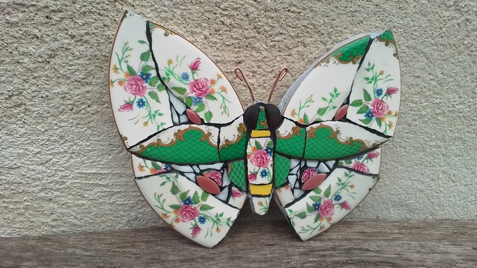 Green & Pink Roses Butterfly (SOLD) 