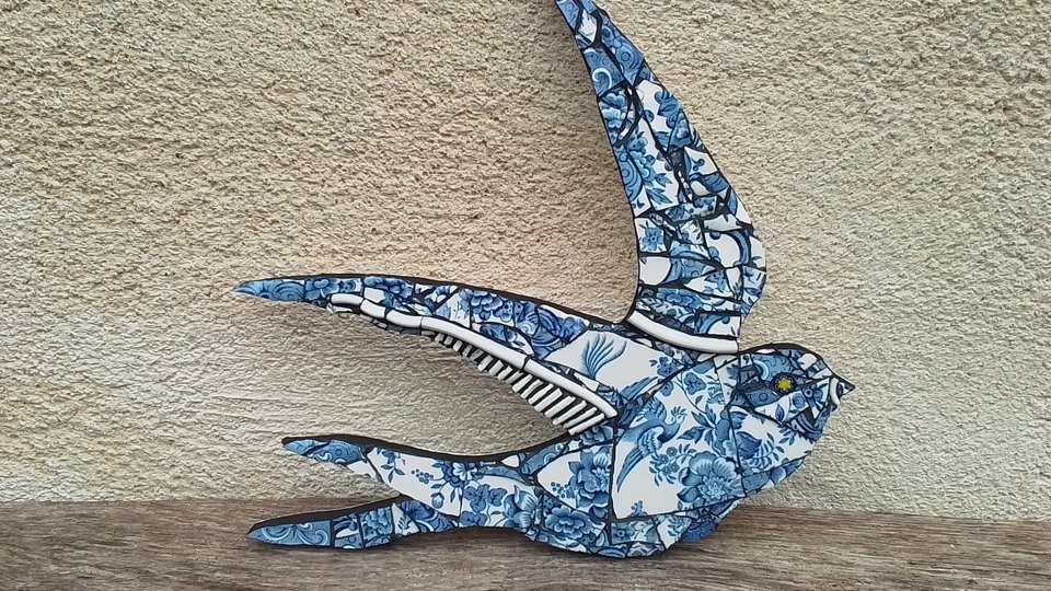 Blue & White Summer Swallow (right facing) (SOLD)