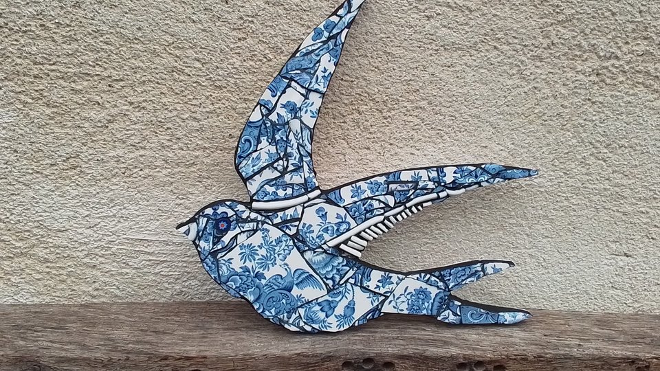 Blue & White Summer Swallow (left facing) (SOLD)