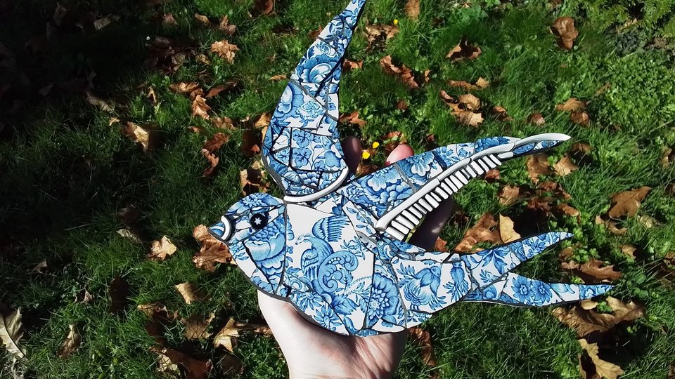 Blue & White Summer Swallow (left facing) (SOLD)