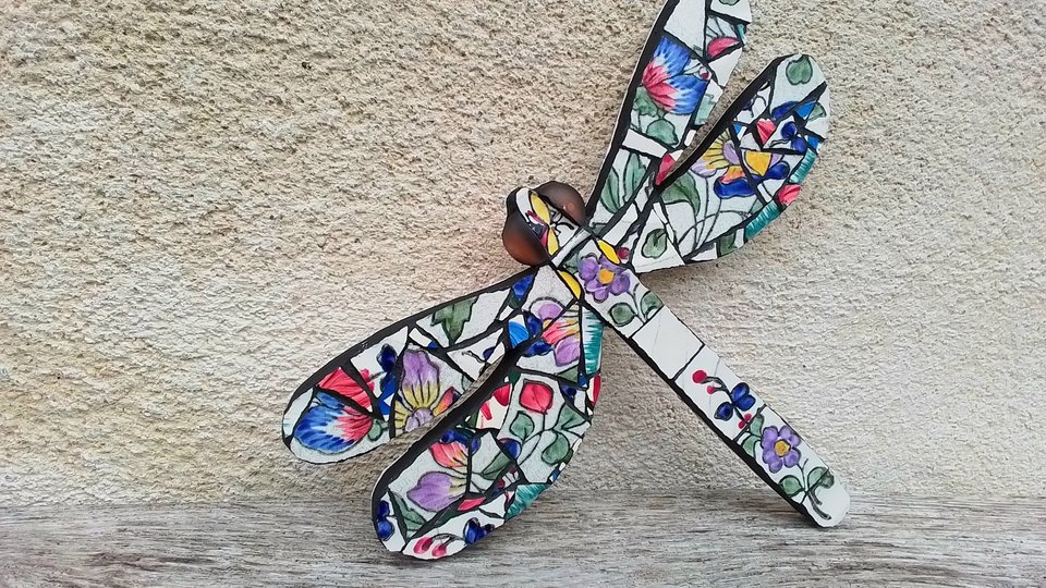 Purple Flowers Dragonfly 