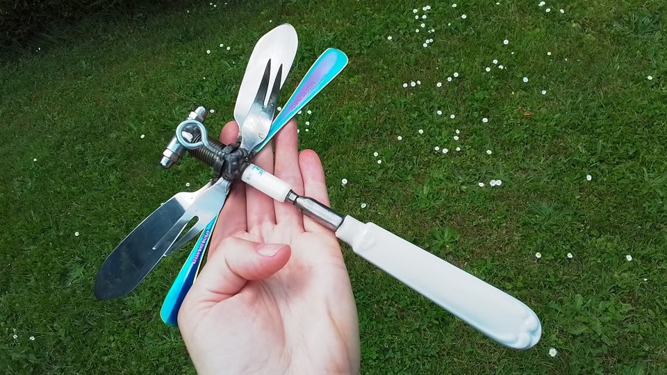 Hanging Wall Rainbow Dragonfly (on hook, unique ceramic tail)