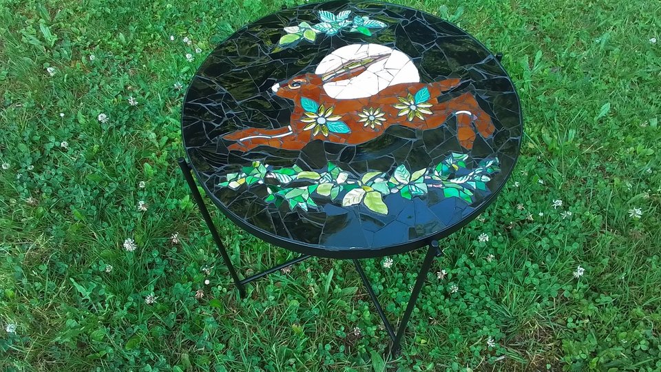 Running Hare & Moon Side Table