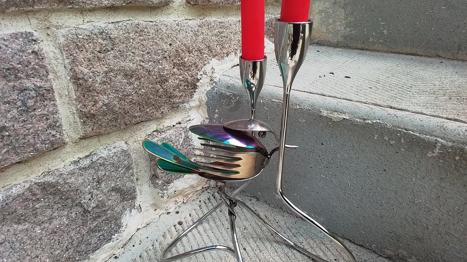 Rainbow Dove Candle Holder 