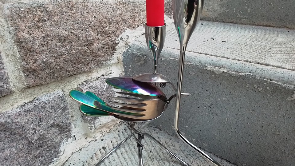 Rainbow Dove Candle Holder 