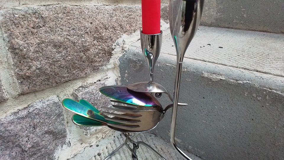 Rainbow Dove Candle Holder 
