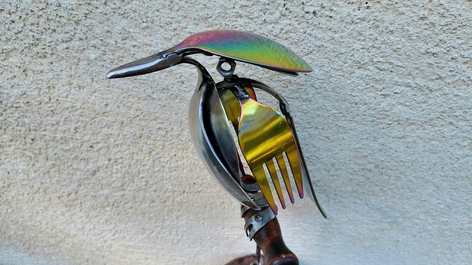Rainbow Kingfisher on Wooden Stand