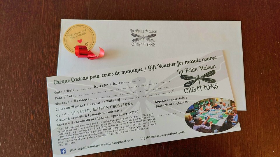 Gift Voucher (mosaic course) / Chèque Cadeau (cours de mosaïque) 