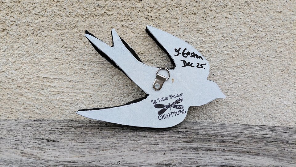 Mini (baby) Blue & White Swallow (left facing) (SOLD)