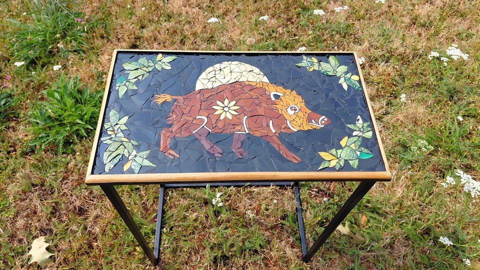 Set of 4 Wildlife Nesting Tables (Mountain Hare, Wildboar, Fox & Hedgehog tables) (SOLD)