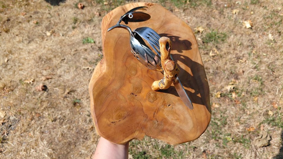 Kingfisher on a wooden perch (wall hanging)