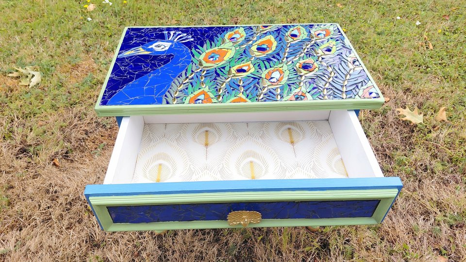 Peacock Bedside Table (with a draw)