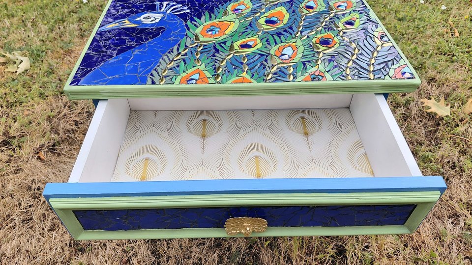 Peacock Bedside Table (with a draw)