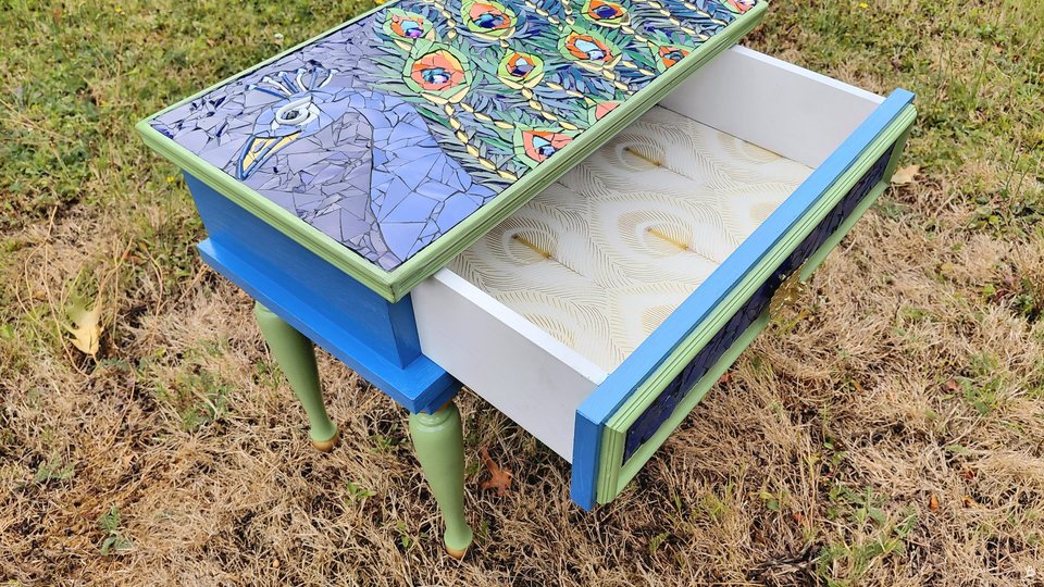 Peacock Bedside Table (with a draw)