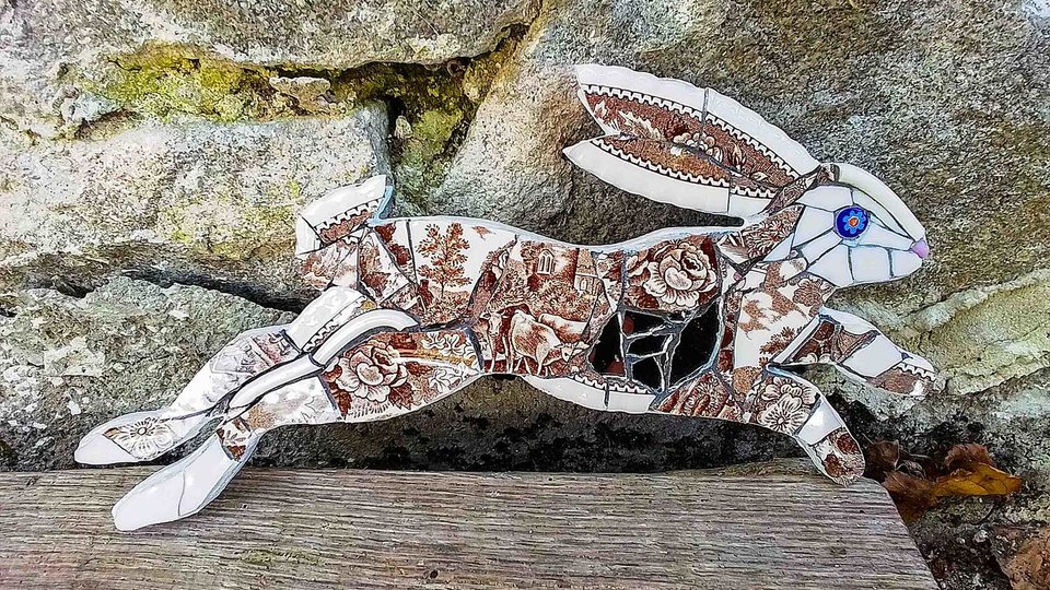 Mini Flowery Country Scene Brown Hare (SOLD)