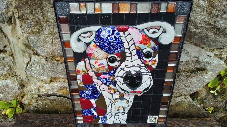 Staffy Puppy 3D Portrait (ceramic, pique-assiette)