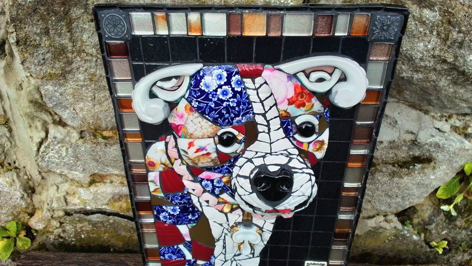 Staffy Puppy 3D Portrait (ceramic, pique-assiette)