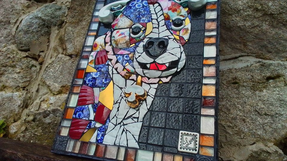 Staffy Puppy 3D Portrait (ceramic, pique-assiette)