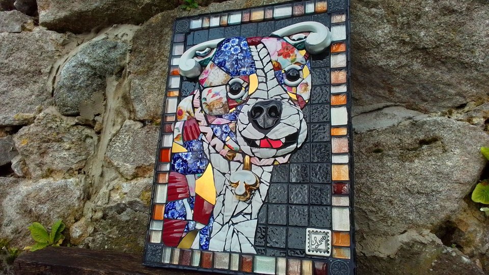 Staffy Puppy 3D Portrait (ceramic, pique-assiette)
