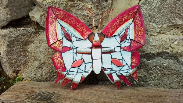 Cranberry Pink & Gold Butterfly