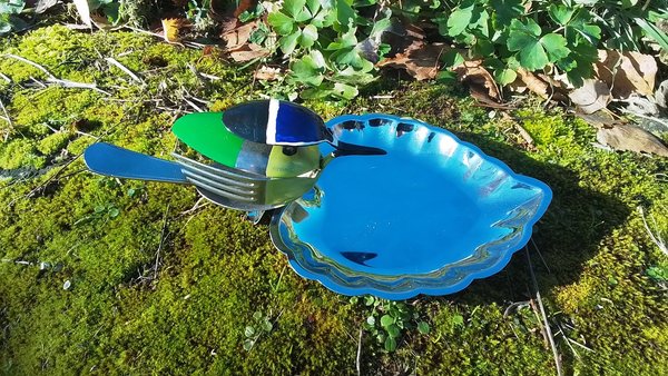 Blue-Tit on Leaf Dish  (SOLD)