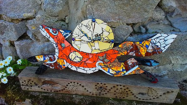 Medium Sunflower Fox Clock (yellow moon)