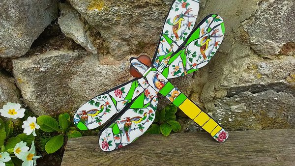 Green & Yellow Tropical Birds Dragonfly (SOLD)