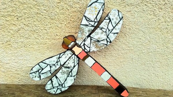 Gold & Peach Floral Dragonfly (SOLD)
