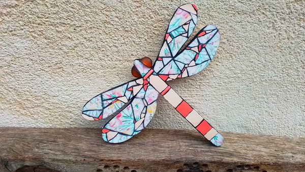 Peach Flowers Dragonfly 