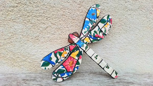 Flowery Blue & Red Dragonfly 
