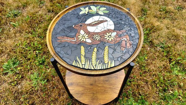 Running Harvest Hare & Moon Side Table (SOLD)