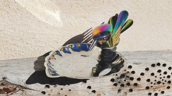 Rainbow Dove on Leaf Dish