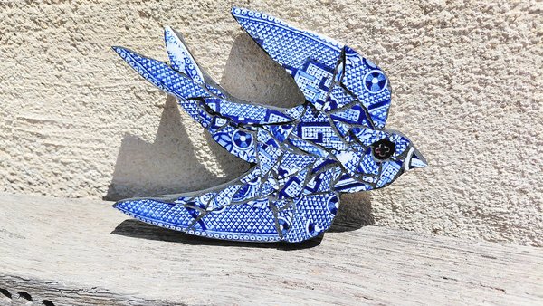 Mini (baby) Blue & White Swallow (right facing)